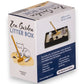 Mellow Monkey Zen Garden Litter Box kit in packaging with two cat figurines, sand, rocks, and a wooden rake.