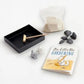 Mellow Monkey Zen Garden Litter Box kit with black tray, sand, two cat figurines, decorative rocks, and wooden rake.