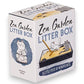 Mellow Monkey Zen Garden Litter Box kit featuring a miniature tray, cat figurines, sand, rocks, and a wooden rake.