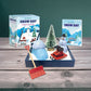 Mellow Monkey Zen Garden Snow Day kit with white sand, mini shovel, snowman, pine tree, sled, and meditation book.