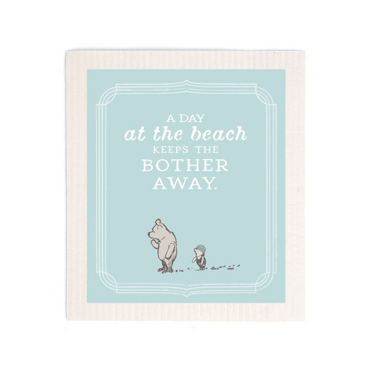 Day at the Beach - Winnie the Pooh Themed Swedish Dishcloth - Mellow Monkey