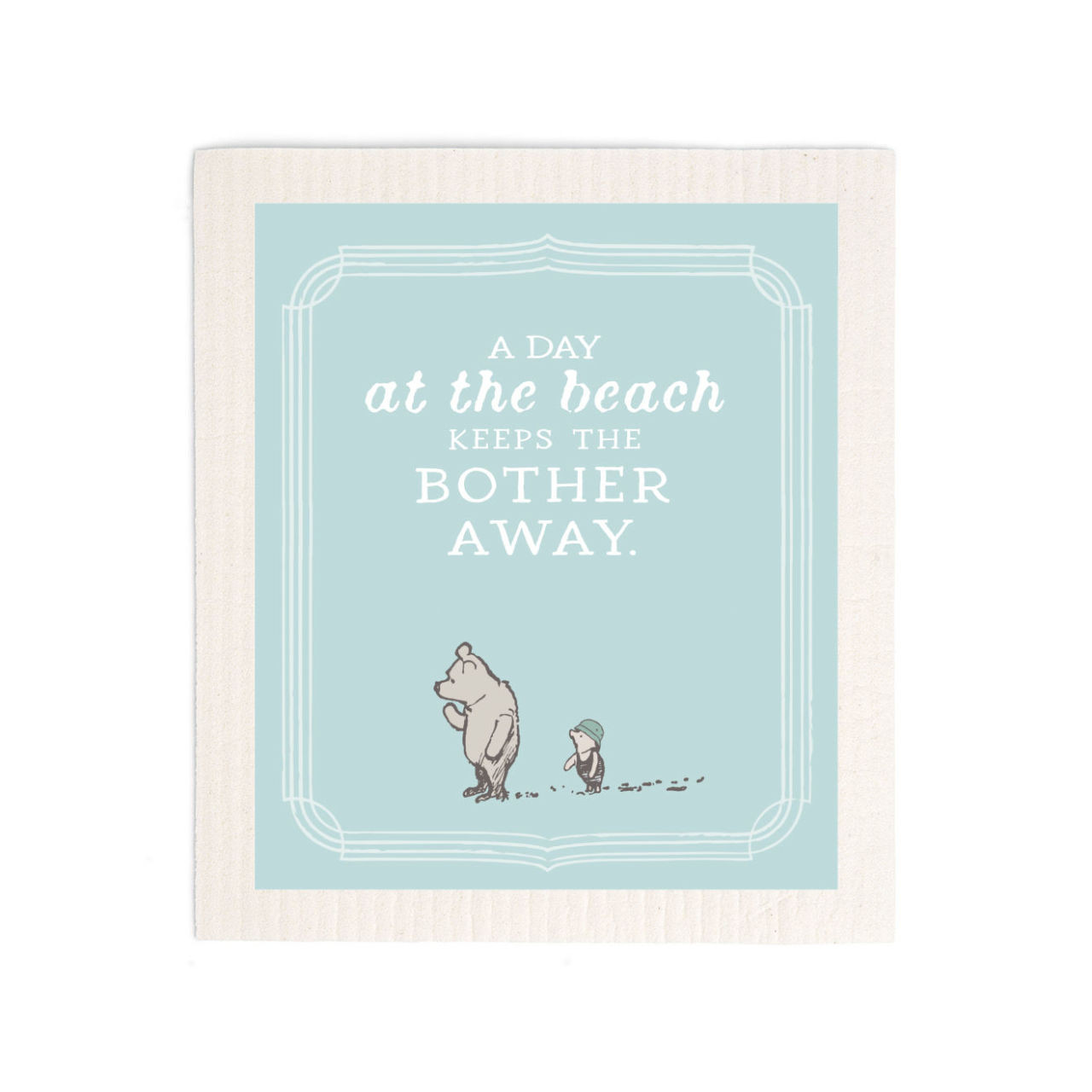 Day at the Beach - Winnie the Pooh Themed Swedish Dishcloth - Mellow Monkey