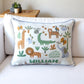 Safari Cluster Personalized Pillow with Dream Gray Piping - 19-inch - Mellow Monkey