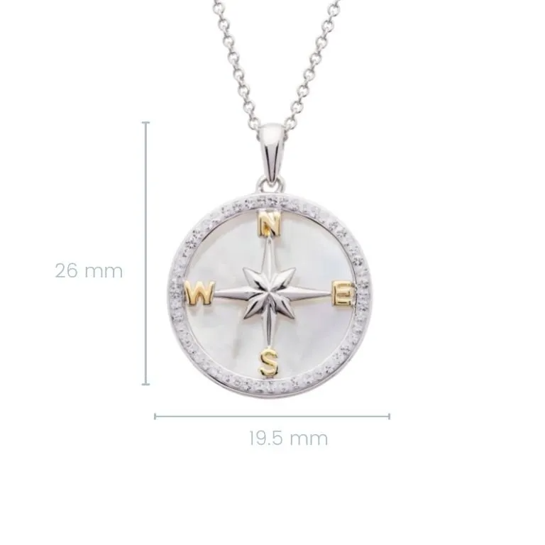 Mother of Pearl Compass Pendant Necklace - Mellow Monkey