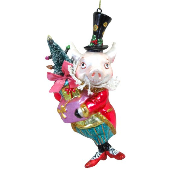 Mr. Pig with Gifts - December Diamonds Holiday Ornament - Mellow Monkey