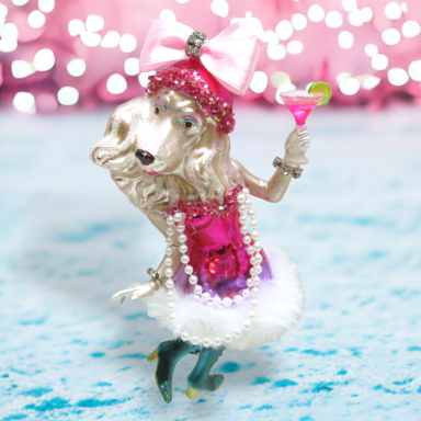 Ms. Dog With Cocktail - December Diamonds Holiday Ornament - Mellow Monkey