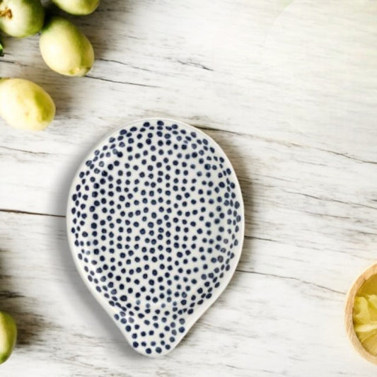 Blue and White Micro Dot - Ceramic Hand Painted Spoon Rest