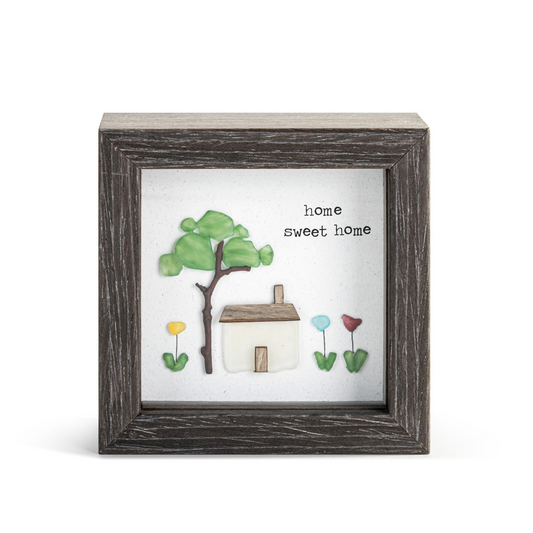Home Sweet Home - Sharon Nowlan Shadow Box - 4 x 4 in - Mellow Monkey