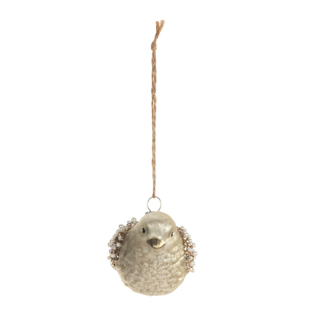 Gold Bird with Pearl Wings Ornament - 5-in - Mellow Monkey