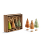 Multicolor Bottle Brush Trees with Gold Glitter - Set of 7 - Mellow Monkey