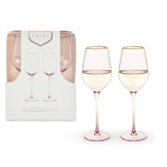 Rose Crystal White Wine Glass Set - Mellow Monkey