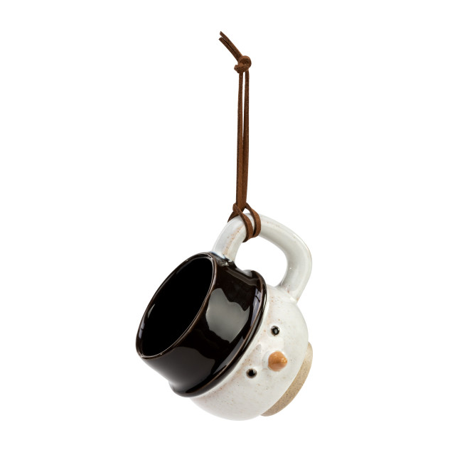 Snowman Coffee Mug with Coffee Pod Ornament - 2-1/2-in - Mellow Monkey