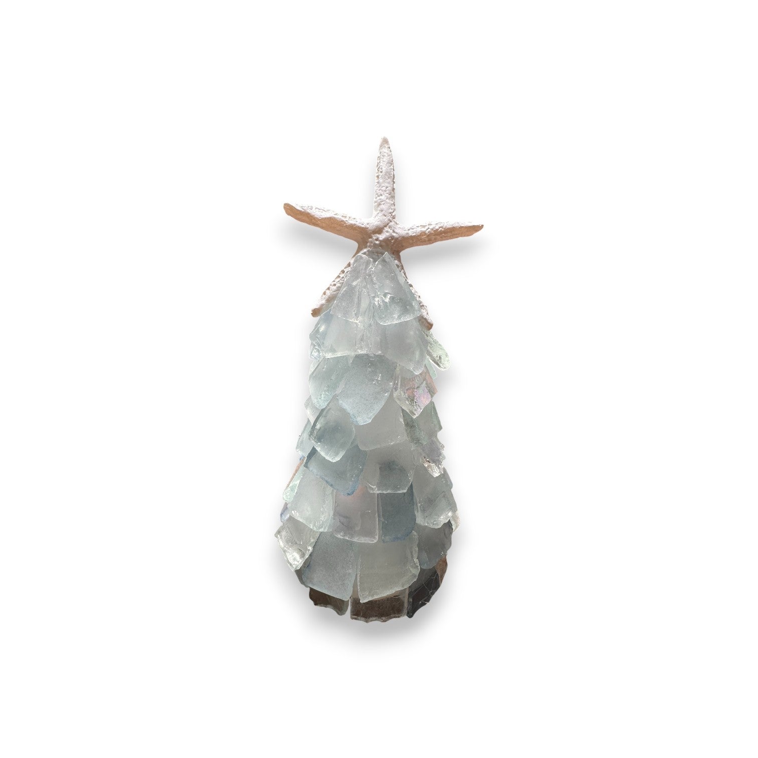 Sea Glass Christmas Tree With Resin Starfish - 6 In. - Ocean Mix - Mellow Monkey