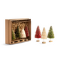 Red, White, and Green Bottle Brush Trees with Gold Glitter - Set of 7 - Mellow Monkey