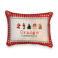 Gingham Christmas Hometown Pillow - Orange Connecticut - Red Piping - 19-in - Mellow Monkey