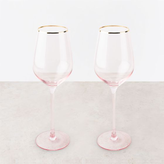 Rose Crystal White Wine Glass Set - Mellow Monkey