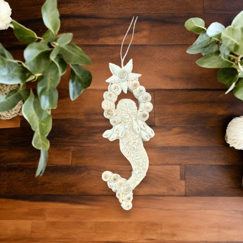 Pearled Shell Mermaid Ornament - 6-in - Mellow Monkey