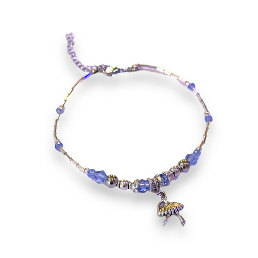 Ballerina Charmed Liquid Silver Anklet - Silver/Blue - Mellow Monkey