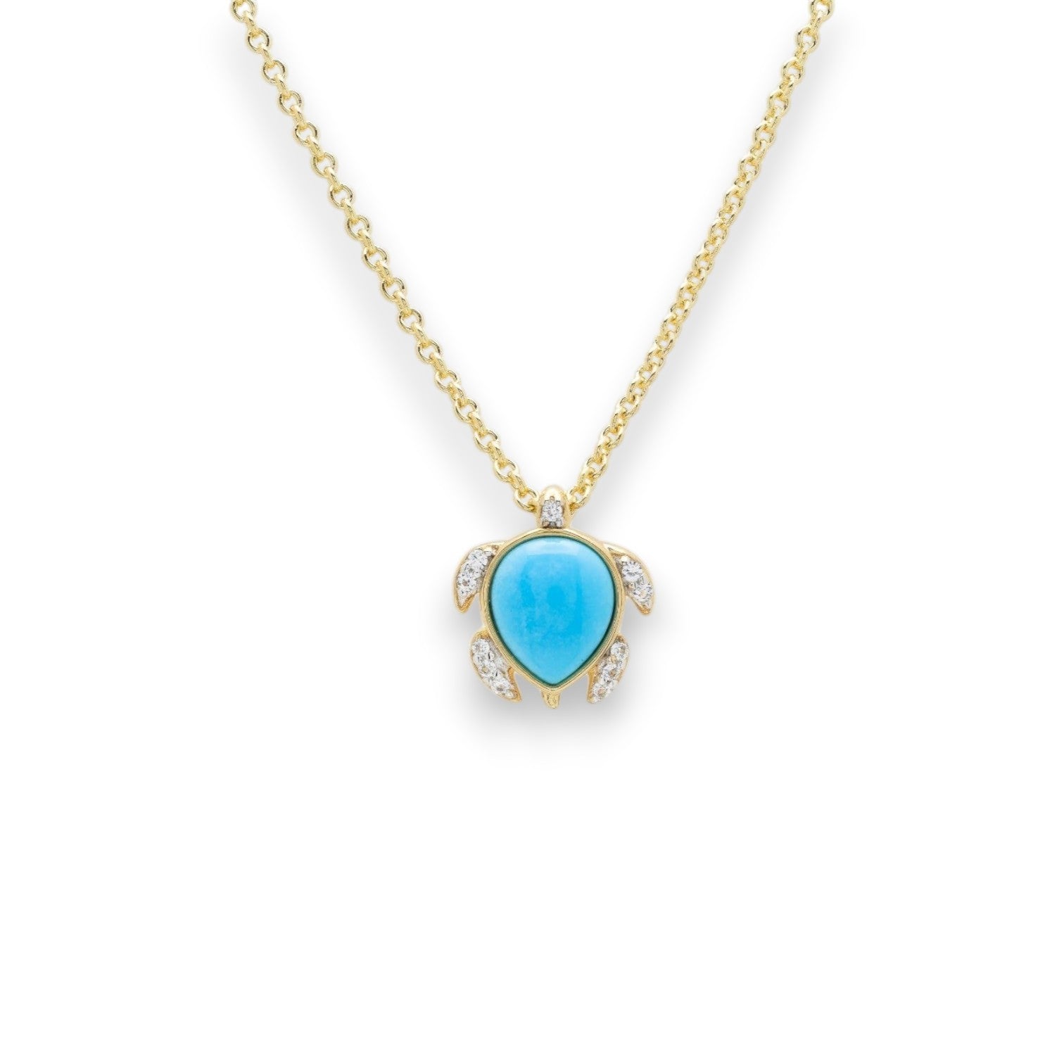 Turquoise Turtle 14kt Gold Necklace - Gold Vermeil - Mellow Monkey
