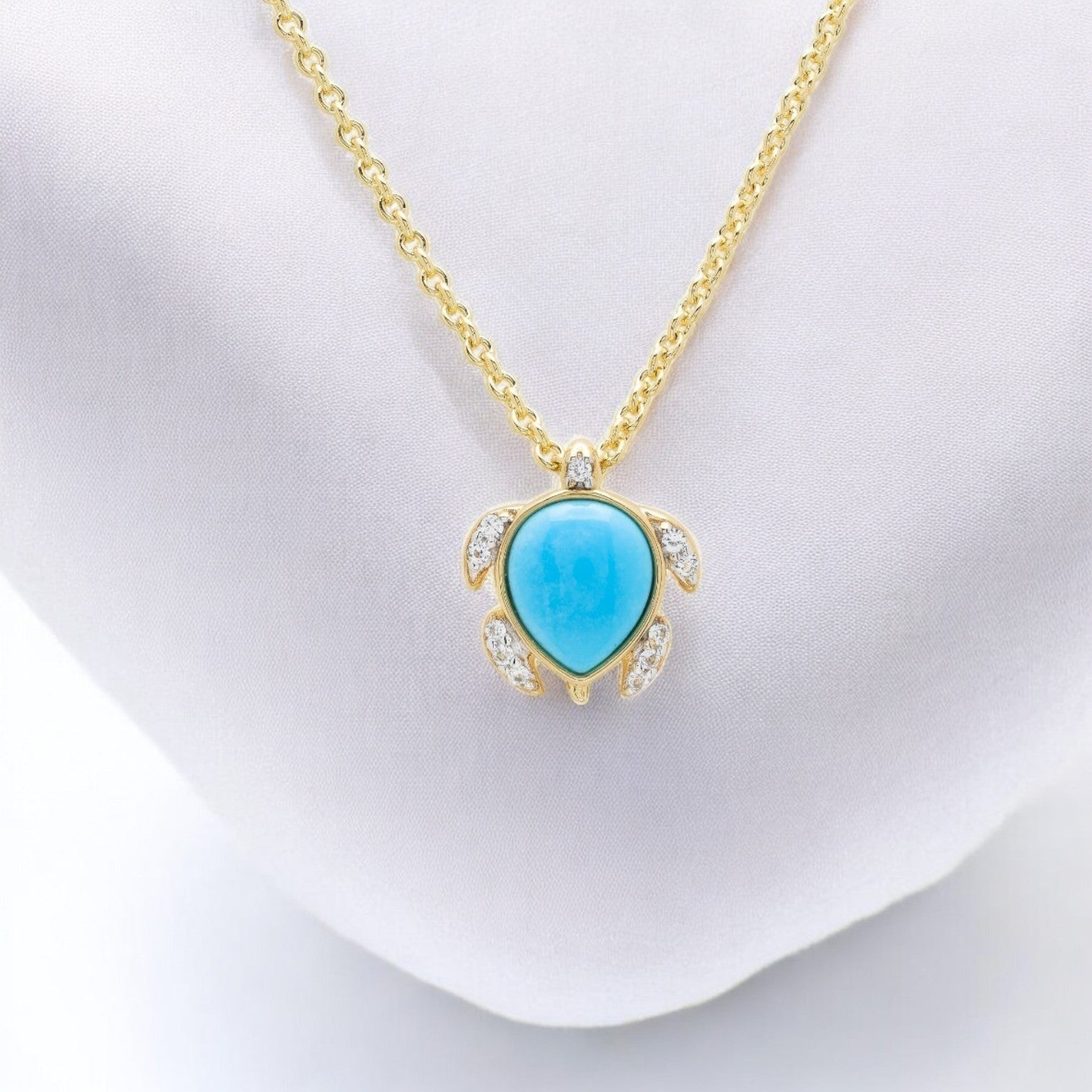 Turquoise Turtle 14kt Gold Necklace - Gold Vermeil - Mellow Monkey