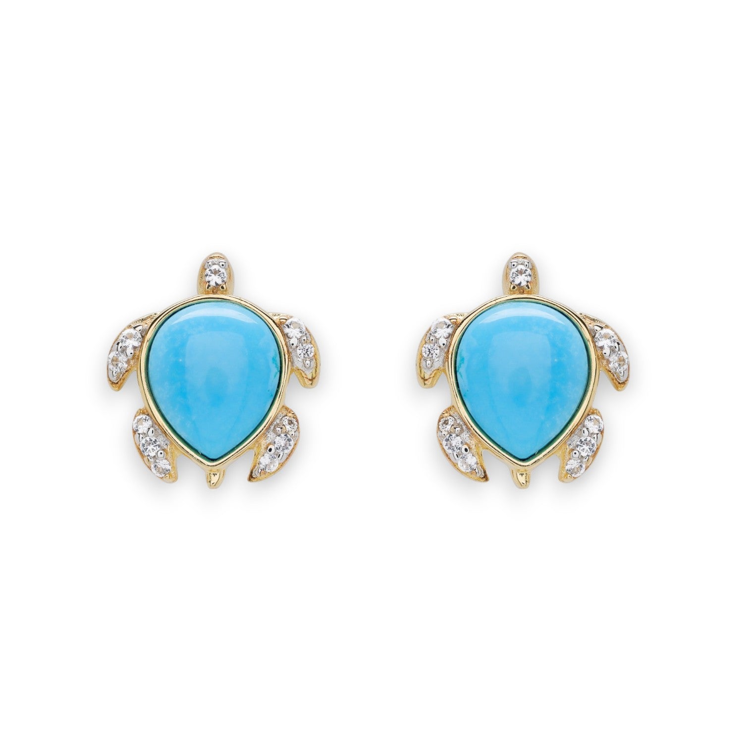 Turquoise Turtle 14kt Gold Stud Earrings - Gold Vermeil - Mellow Monkey