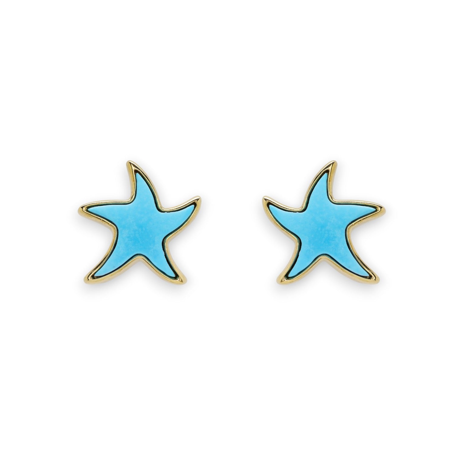 Turquoise Starfish 14kt Gold Stud Earrings - Gold Vermeil - Mellow Monkey