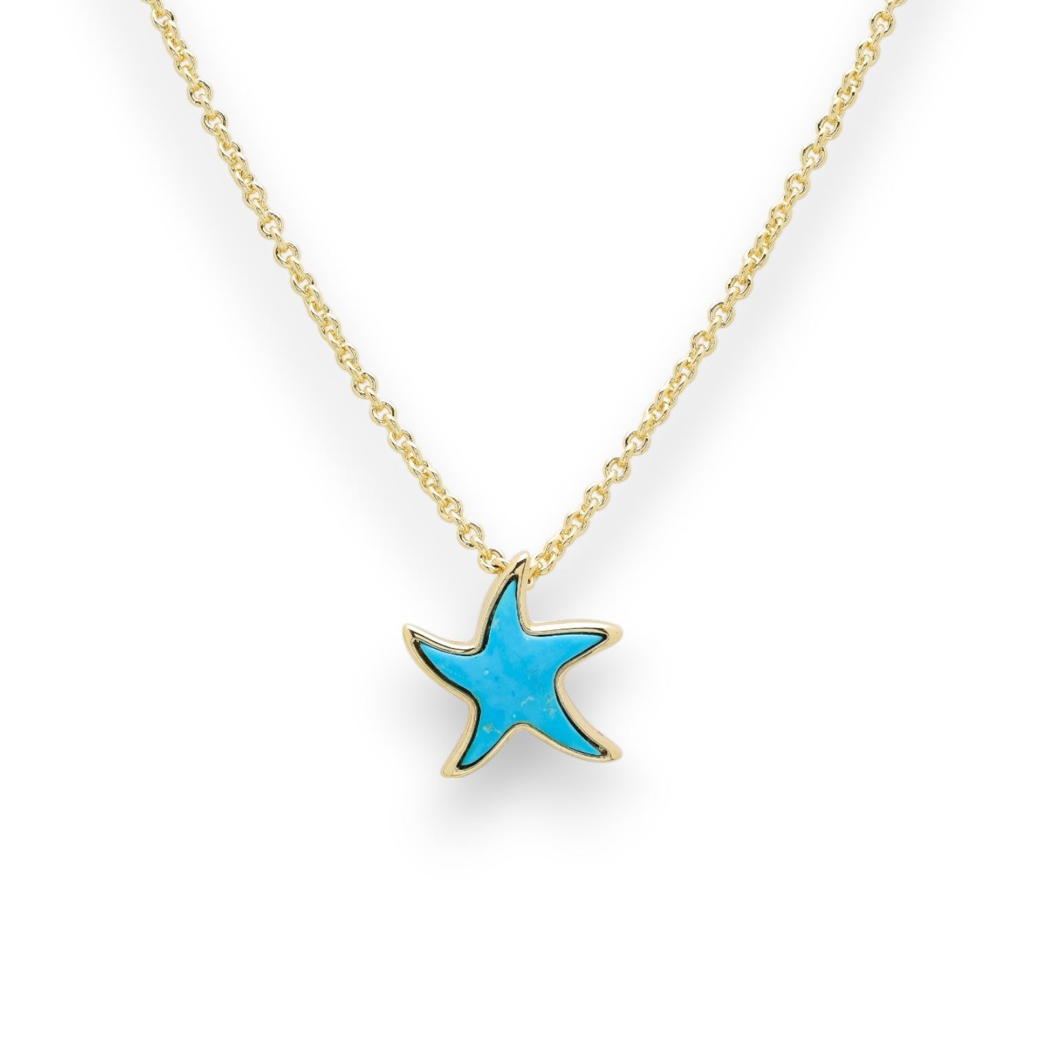 Turquoise Starfish 14kt Gold Necklace - Gold Vermeil - Mellow Monkey