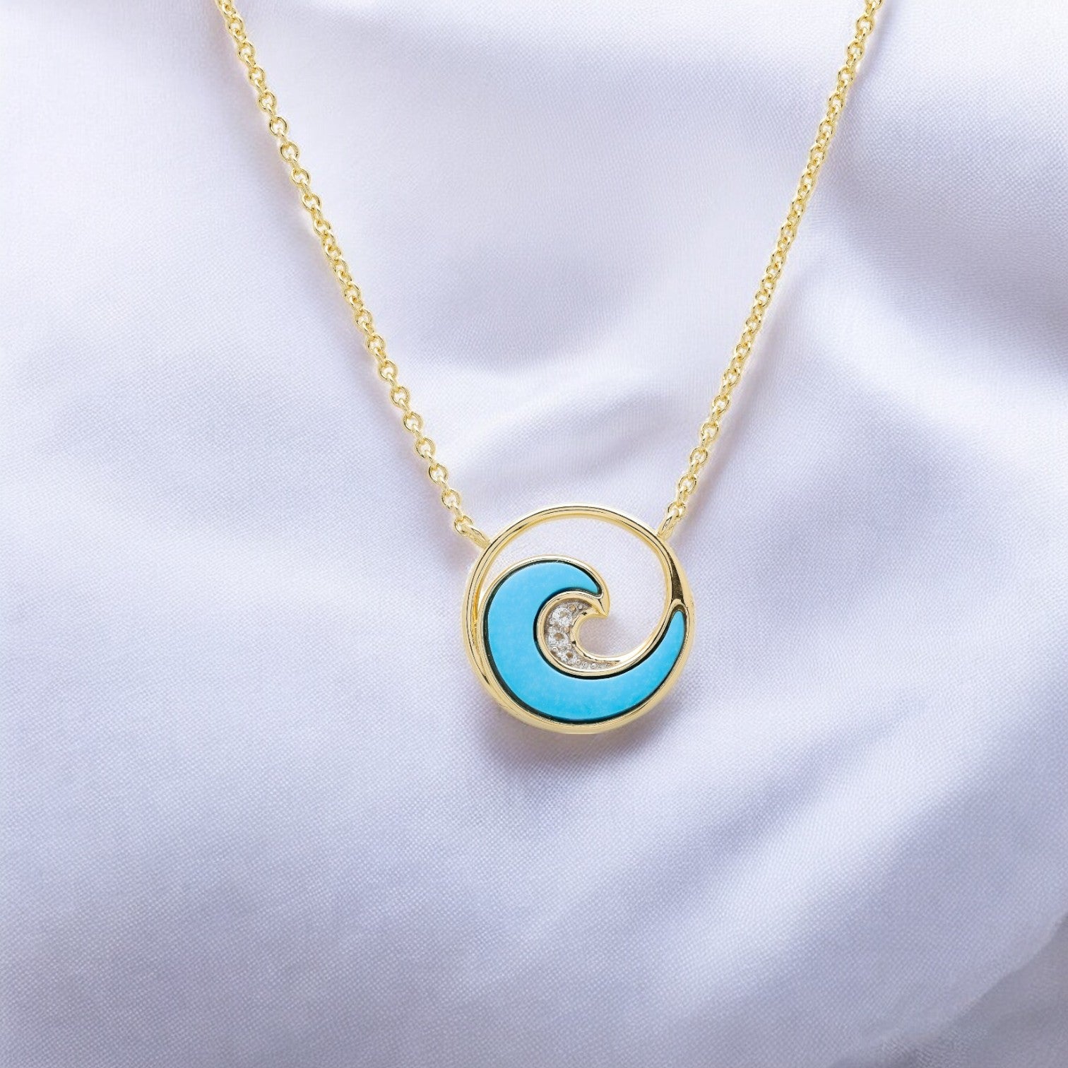 Turquoise Wave 14kt Gold Necklace - Gold Vermeil - Mellow Monkey