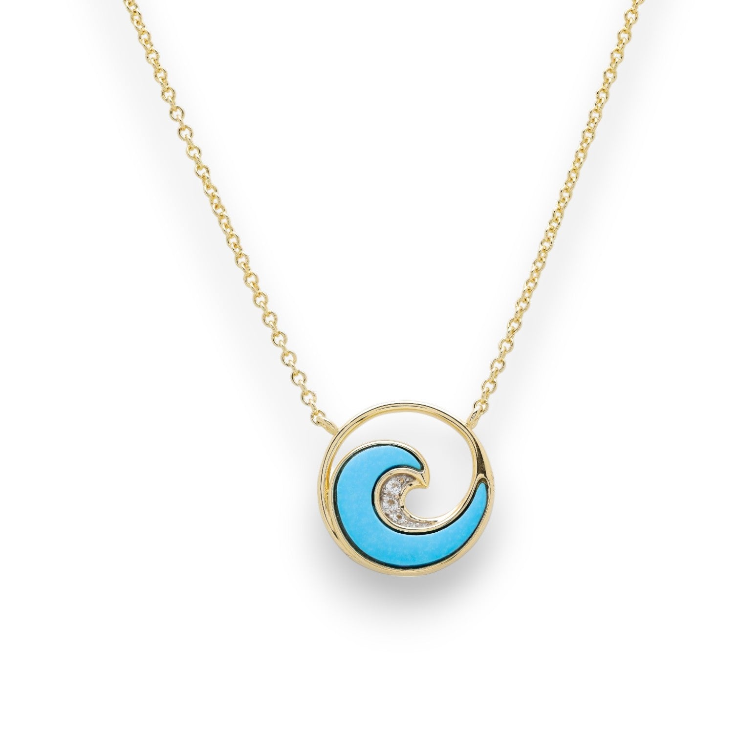 Turquoise Wave 14kt Gold Necklace - Gold Vermeil - Mellow Monkey