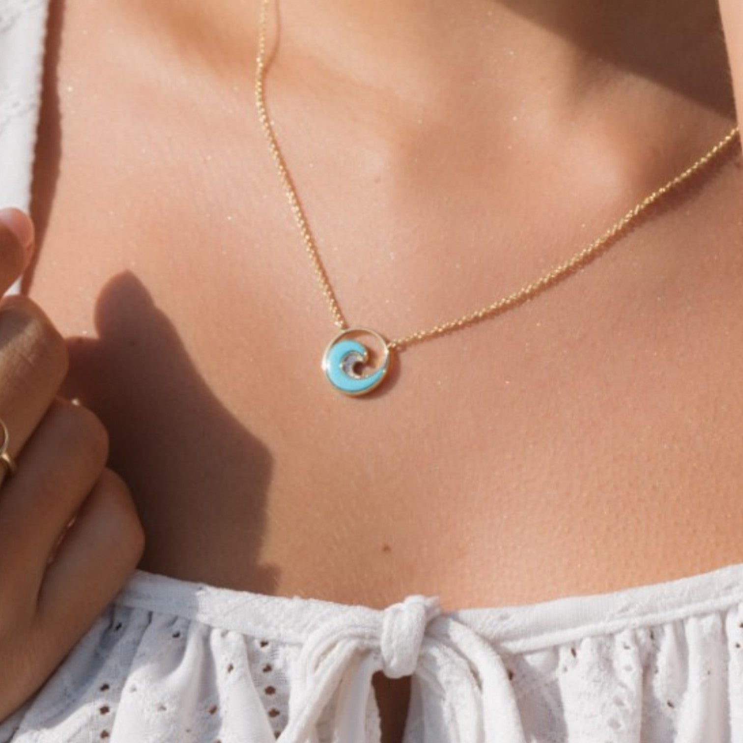 Turquoise Wave 14kt Gold Necklace - Gold Vermeil - Mellow Monkey
