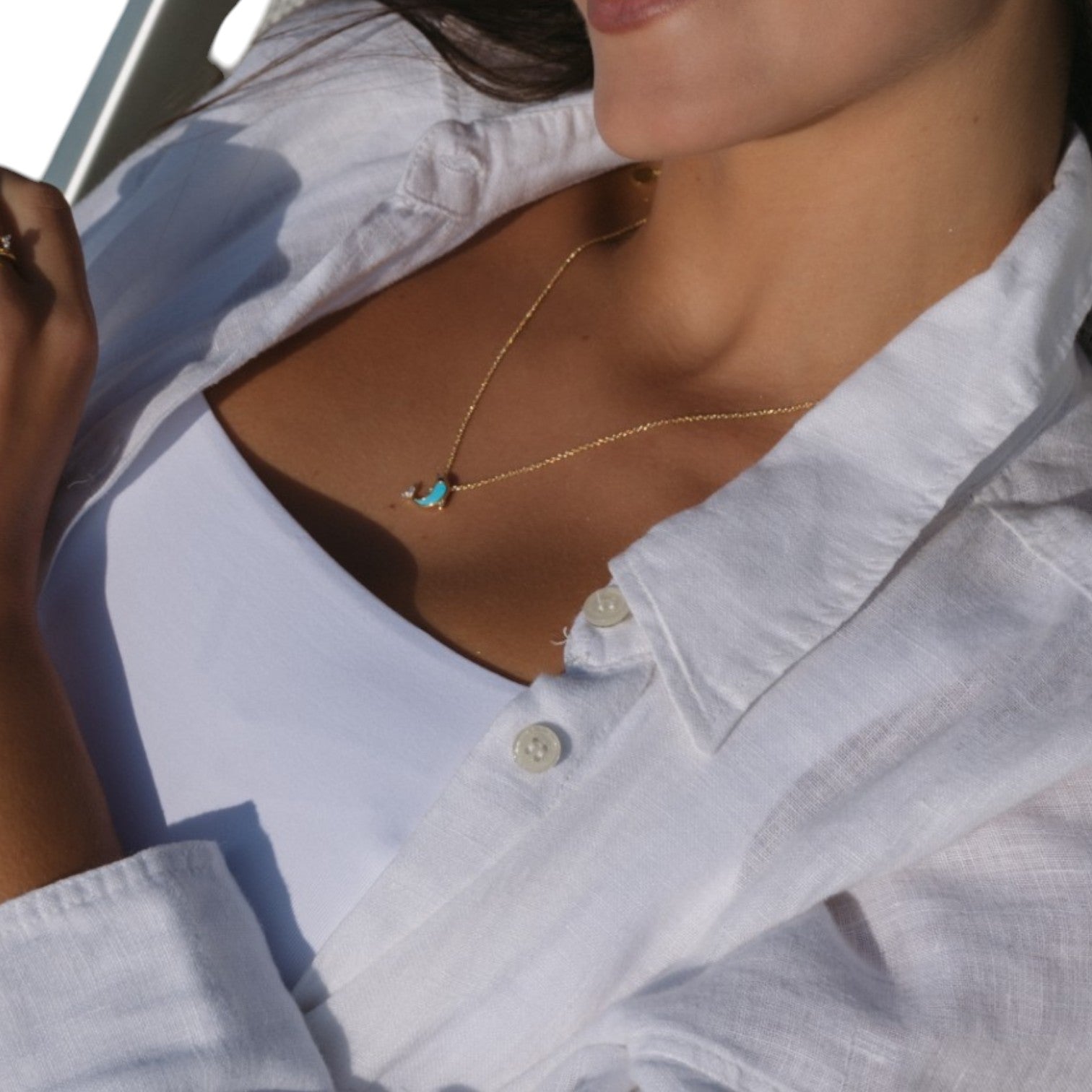 Turquoise Dolphin 14kt Gold Necklace - Gold Vermeil - Mellow Monkey