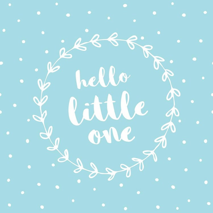 Hello Little One, Blue - Beverage Cocktail Napkins - Mellow Monkey