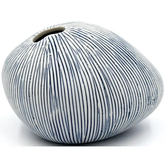Blue Pebble Mini Porcelain Bud Vase - 3.35"H x 2.44"W - Mellow Monkey