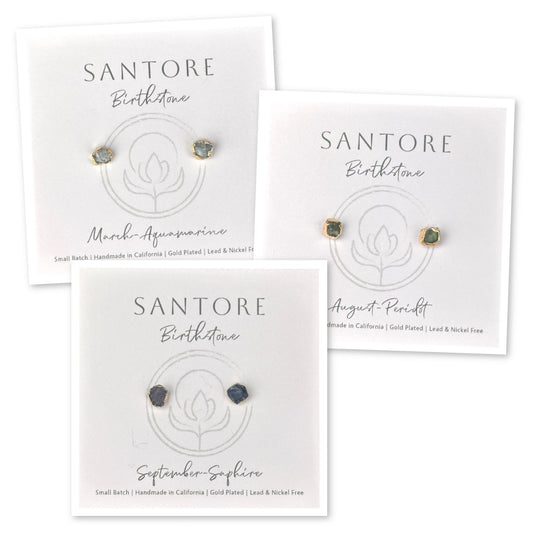 Santore Birthstone Stud Gemstone Earrings - Mellow Monkey