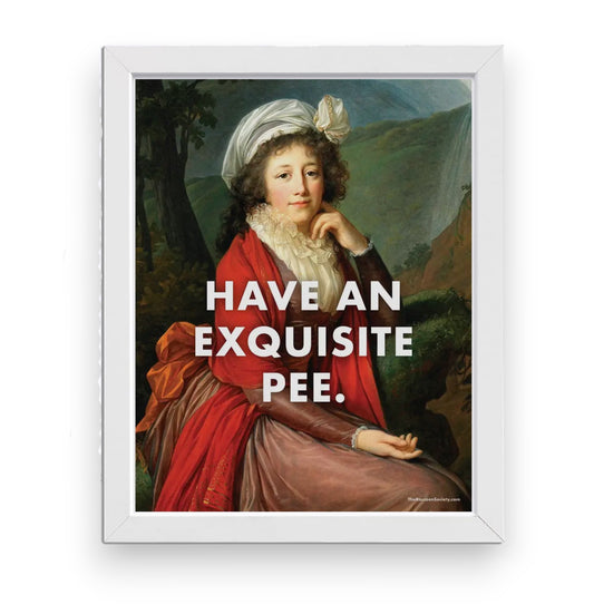 Have An Exquisite Pee - Framed Bathroom Art Print - 11-in - Mellow Monkey