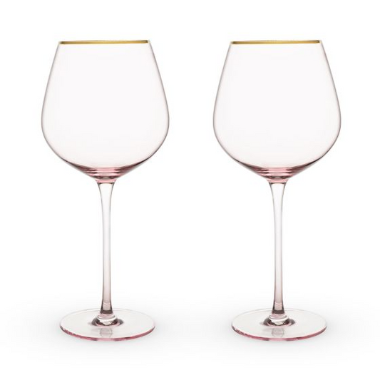 Rose Crystal Red Wine Glass Set - Mellow Monkey