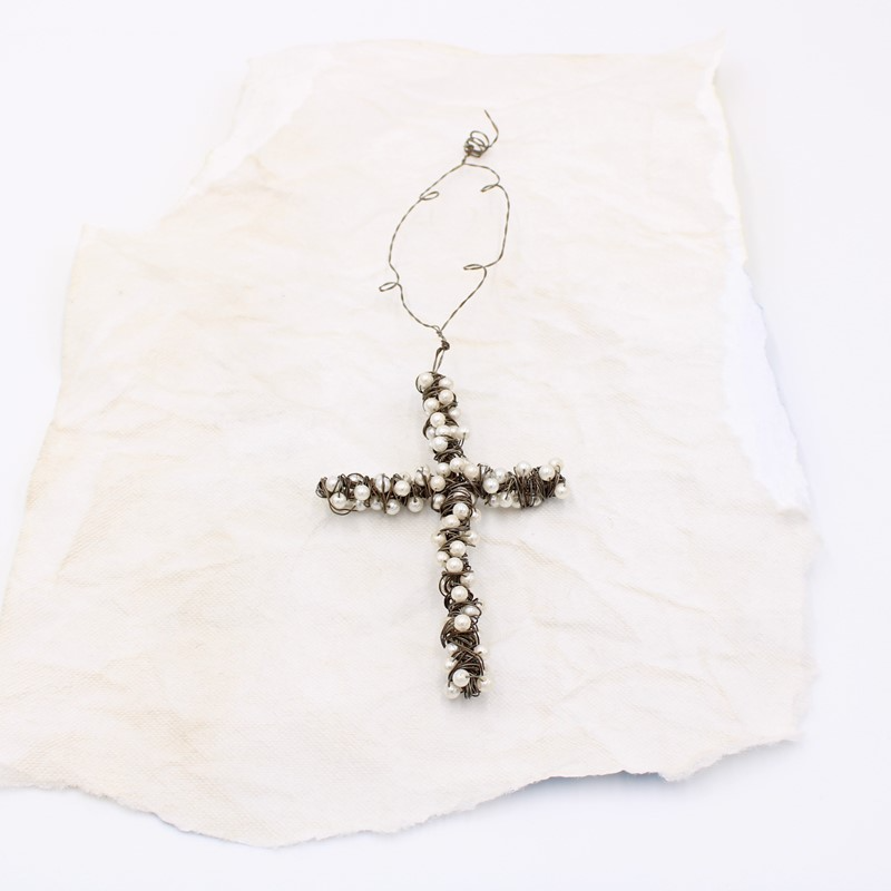 Wire Wrapped Cross w/ Beads 6