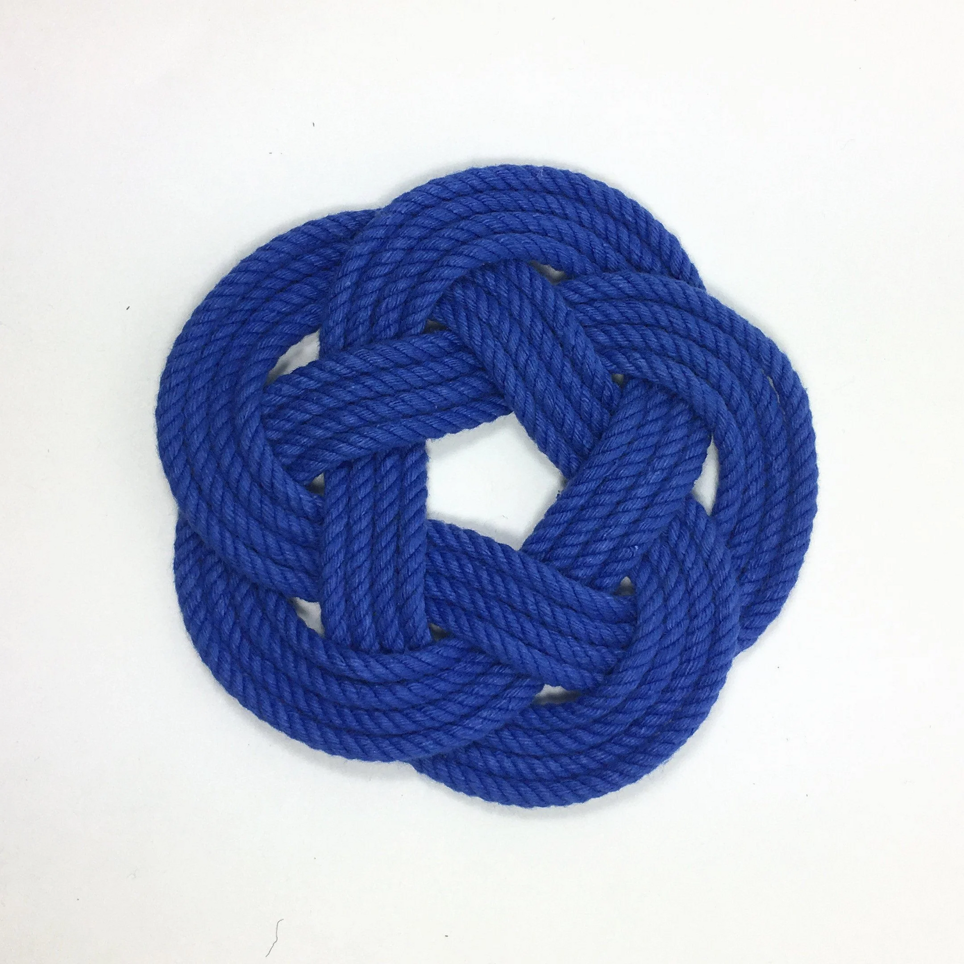 Turks Head Sailor Knot Woven Coasters - Set of 4 - Royal Blue - Mellow Monkey