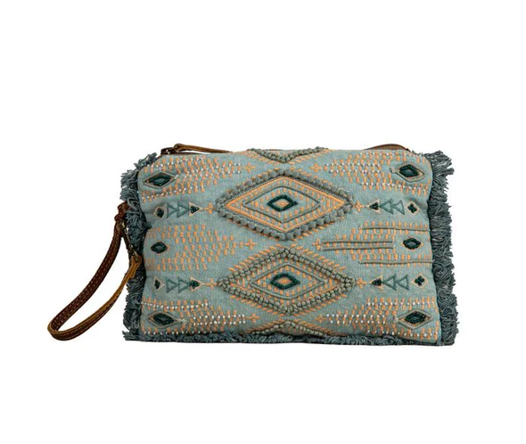 Willow Stream Embroidered Pouch - 10-1/2-in - Mellow Monkey
