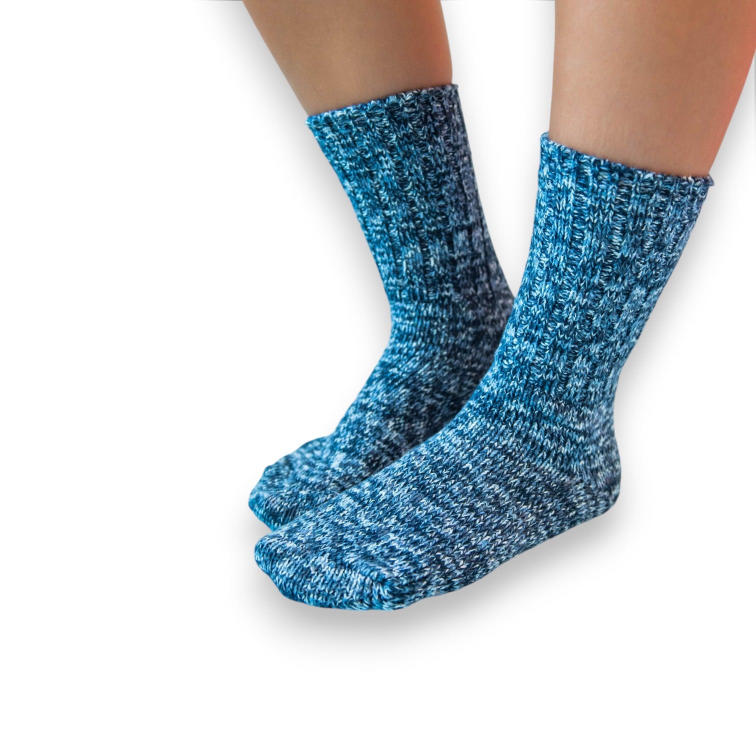 World's Softest Socks - Ragg Crew - Ribbed Leg - Denim - Mellow Monkey