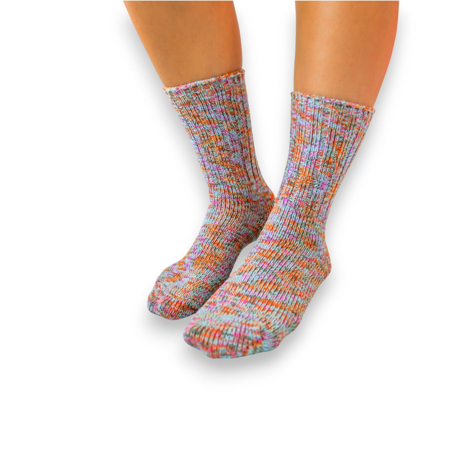 World's Softest Socks - Ragg Crew - Ribbed Leg - Floral - Mellow Monkey