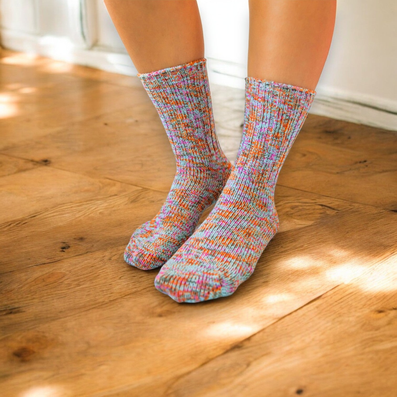 World's Softest Socks - Ragg Crew - Ribbed Leg - Floral – Mellow Monkey