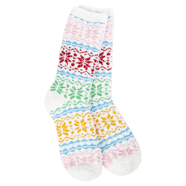 World's Softest - Cozy Crew Socks -  Fair Isle Whimsical - Mellow Monkey