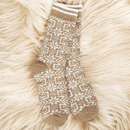 World's Softest - Cozy Crew Socks -  Geo Gingerbread - Mellow Monkey