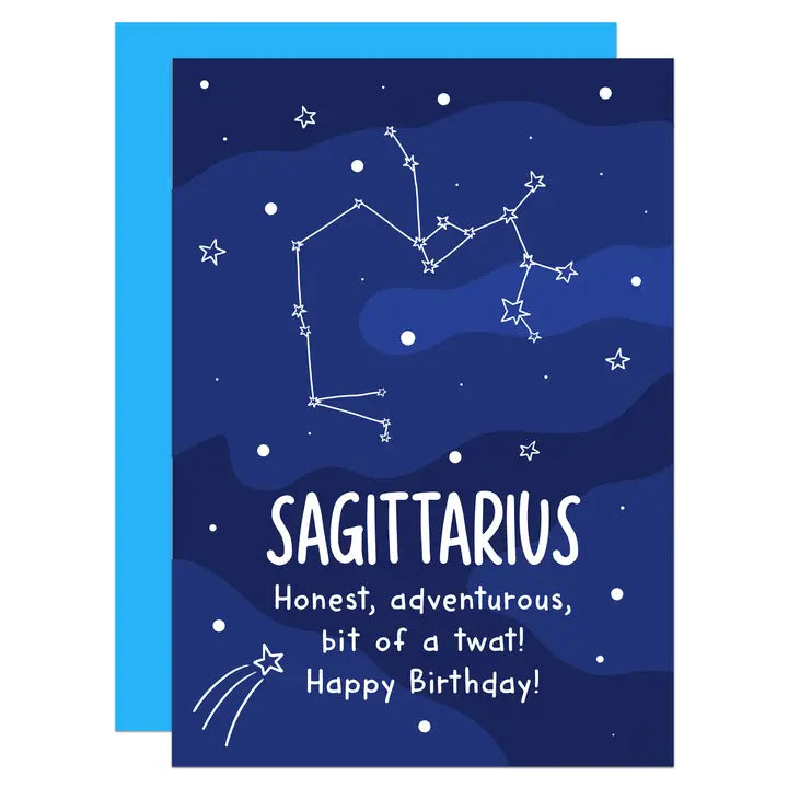 Sagittarius - Honest, Adventurous, Bit Of A Twat - Birthday - Greeting Card - Mellow Monkey