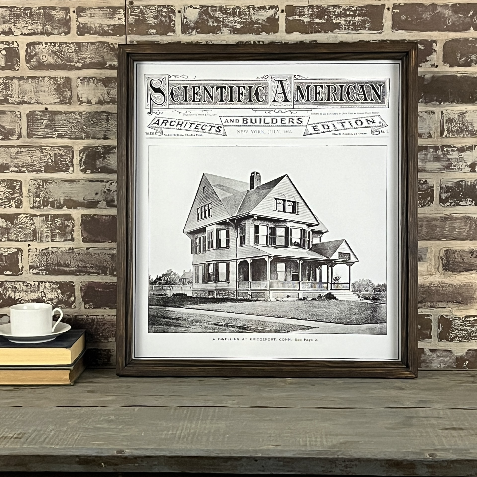 Vintage Bridgeport Dwelling from Scientific American Framed Shadowbox - Mellow Monkey