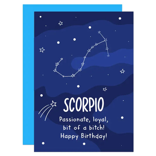 Scorpio - Passionate, Loyal, Bit Of A Bitch - Birthday - Greeting Card - Mellow Monkey