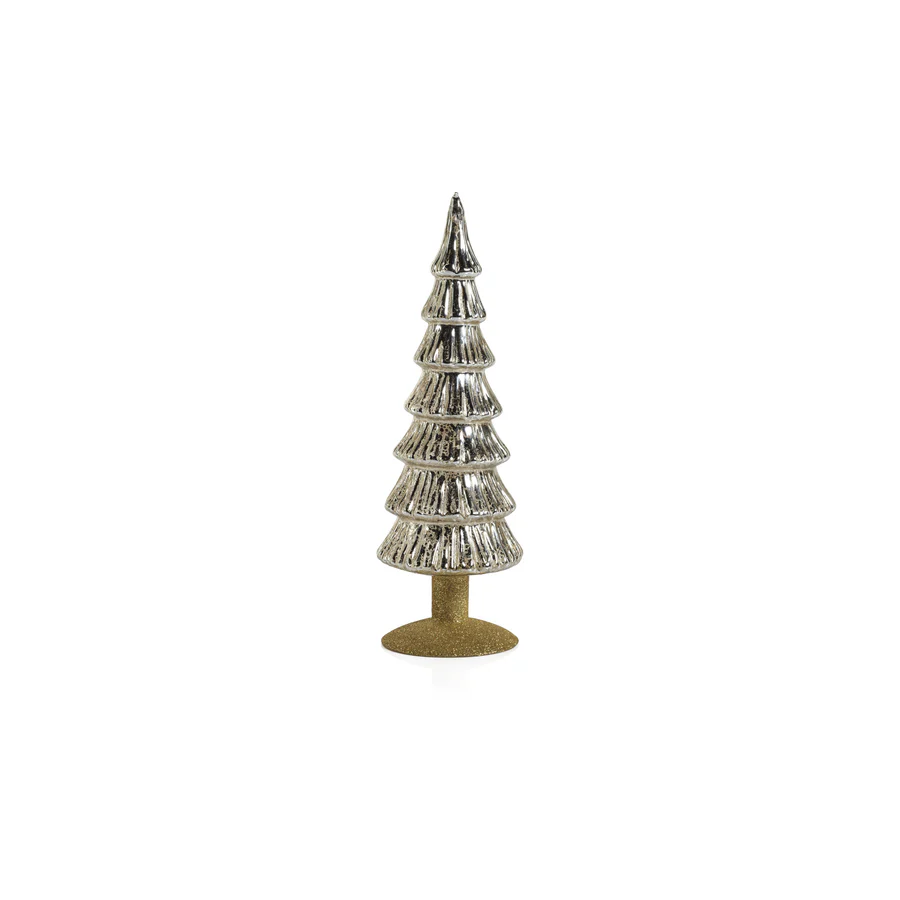 Miramonti Glass Tree On Gold Glitter Base - Silver - Mellow Monkey