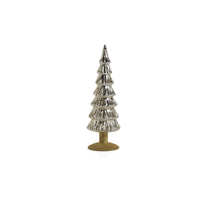 Miramonti Glass Tree On Gold Glitter Base - Silver - Mellow Monkey
