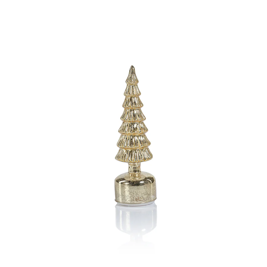 Alpine Rotating LED Tree - Antique Gold - 11.75-in - Mellow Monkey